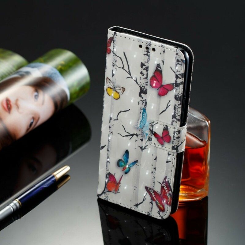 Folio Deksel Til Samsung Galaxy S9 Plus Sommerfugler Og Bjørk