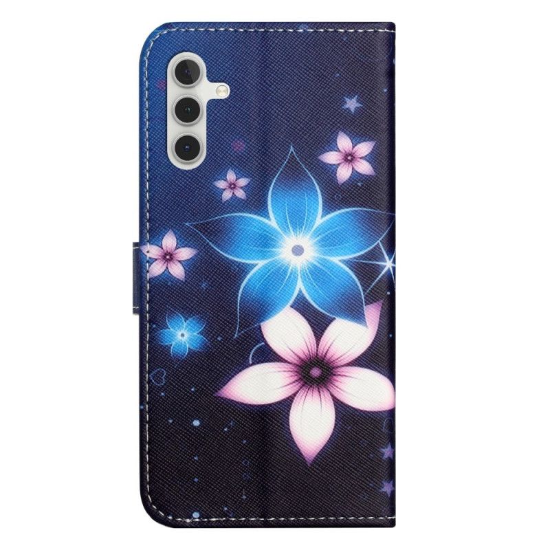 Folio Deksel Samsung Galaxy A17 4g / 5g Blå Blomster Beskyttelse Deksel