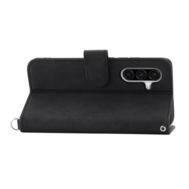 Folio Deksel Samsung Galaxy A17 4g / 5g Lommebok Med Blondemønster Og Semsket Skinneffekt Beskyttelse Deksel