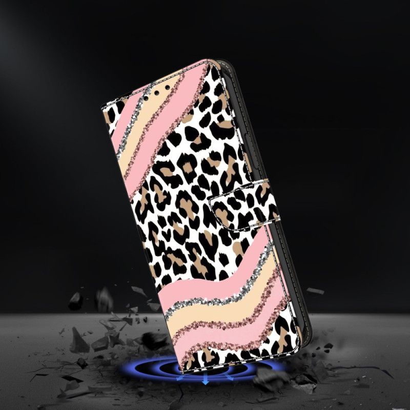 Folio Deksel Samsung Galaxy A17 4g / 5g Stripete Leopardmønster