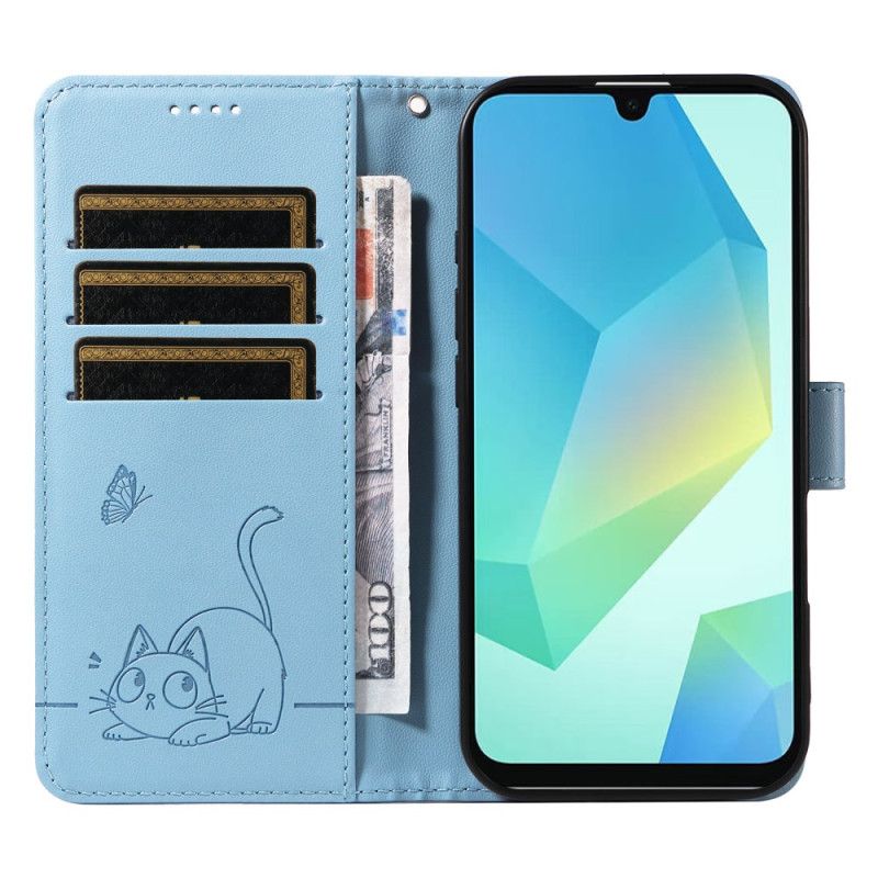 Folio Deksel Samsung Galaxy A17 4g / 5g Stropp Med Kattedesign
