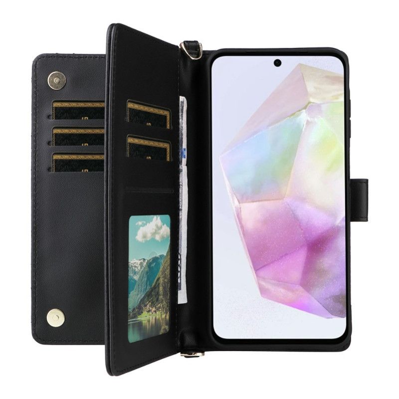 Folio Deksel Samsung Galaxy A17 4g / 5g Vattert Med Skulderstropp Og Håndleddsstropp Beskyttelse Deksel