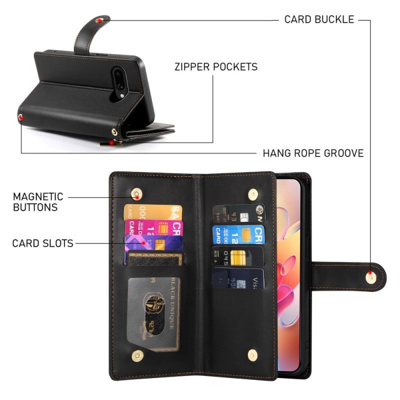 Folio Deksel Til Samsung Galaxy A17 4g / 5g Lommebok Med Glidelåslomme Og Stropper