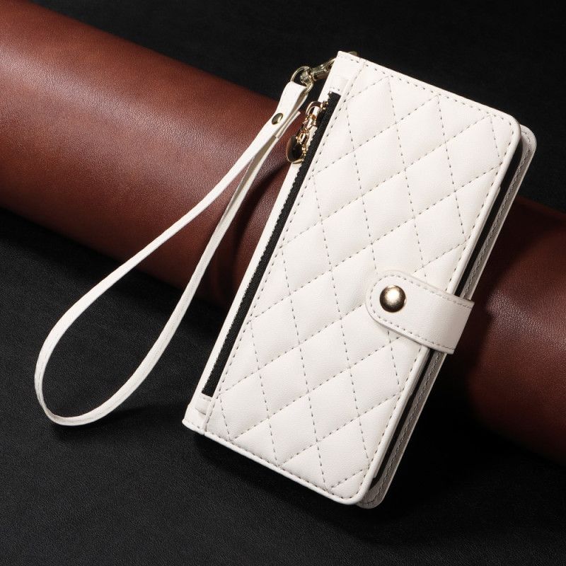 Lærdeksel Folio Deksel Samsung Galaxy A17 4g / 5g Vattert Med Stropp Og Skulderstropp