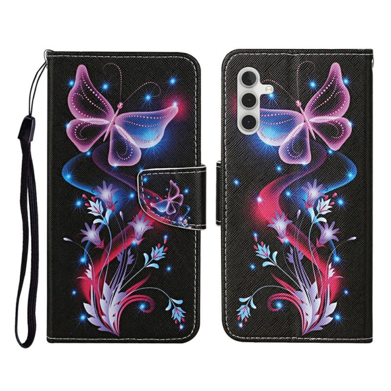 Lederhüllen Für Samsung Galaxy A17 4g / 5g Leuchtende Schmetterlinge
