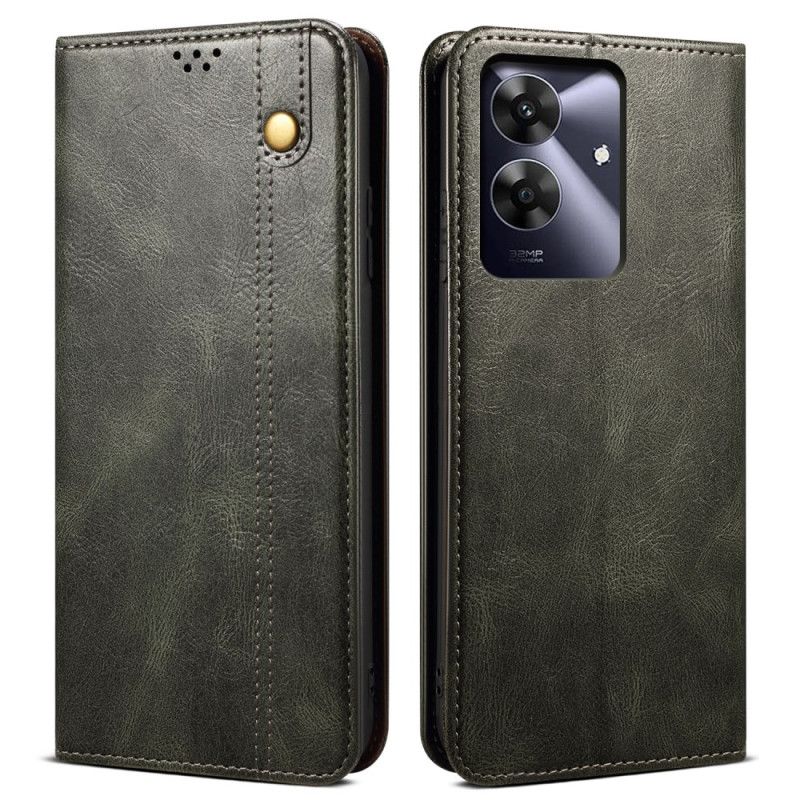 Folio Deksel Realme Note 60 Vokset Imitasjonsskinn