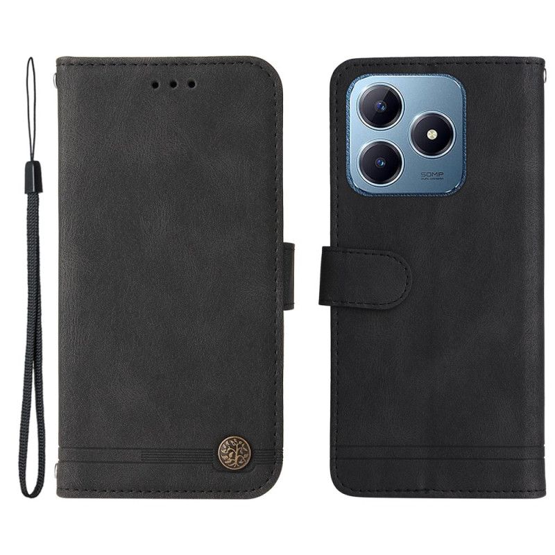 Folio Deksel Til Realme Note 60 Dekorativ Nagle Med Semsket Skinneffekt