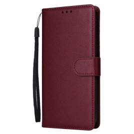 Lærdeksel Folio Deksel Realme Note 60 Ensfarget Imitasjonsskinn