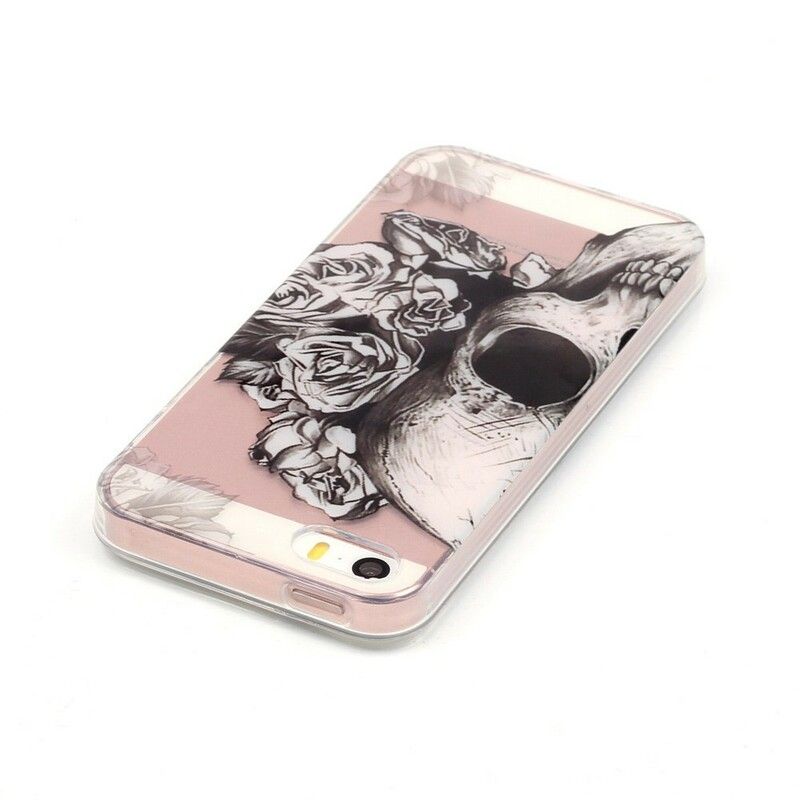 Deksel Til iPhone SE / 5 / 5S Transparent Blomsterhodeskalle