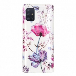 Deksel Til Samsung Galaxy A71 5G Marmorerte Blomster