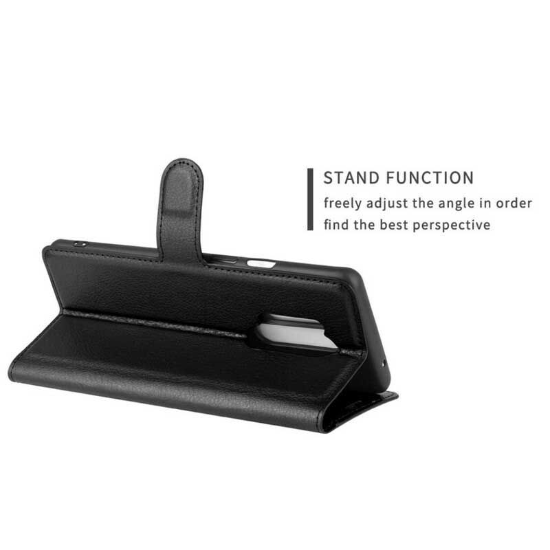 Folio Deksel Til OnePlus 8 Pro Premium Litchi Leather Style
