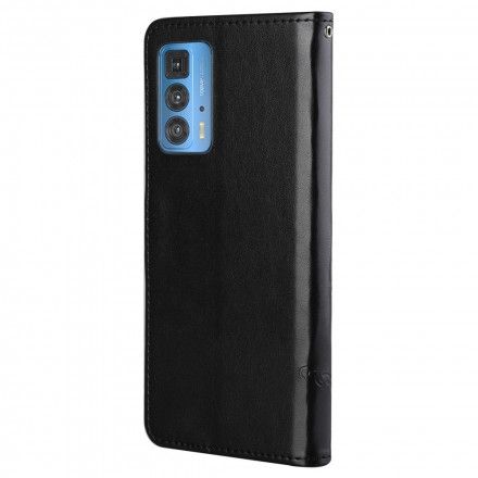 Folio Deksel Til Motorola Edge 20 Pro Med Kjede Thong Sommerfugler Og Blomster