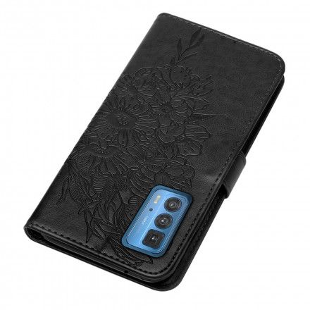 Folio Deksel Til Motorola Edge 20 Pro Sommerfugldesign Med Snor