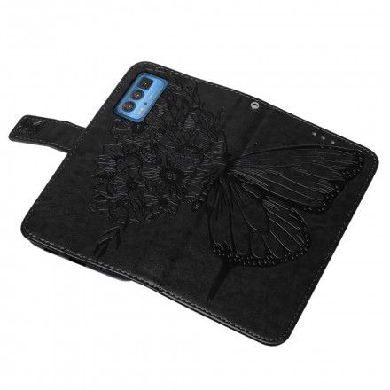 Folio Deksel Til Motorola Edge 20 Pro Sommerfugldesign Med Snor