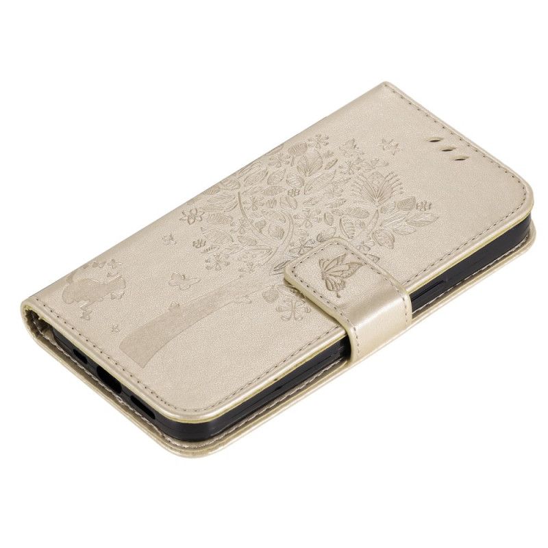 Lærdeksel Til Motorola Edge 20 Pro Med Kjede Tre Og Strappy Cat