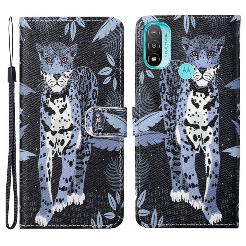 Folio Deksel Til Moto G71 5G Med Kjede Thong Leopard
