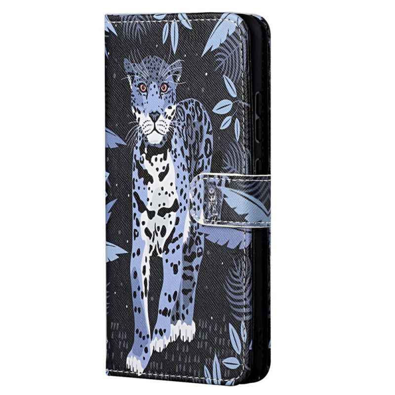 Folio Deksel Til Moto G71 5G Med Kjede Thong Leopard