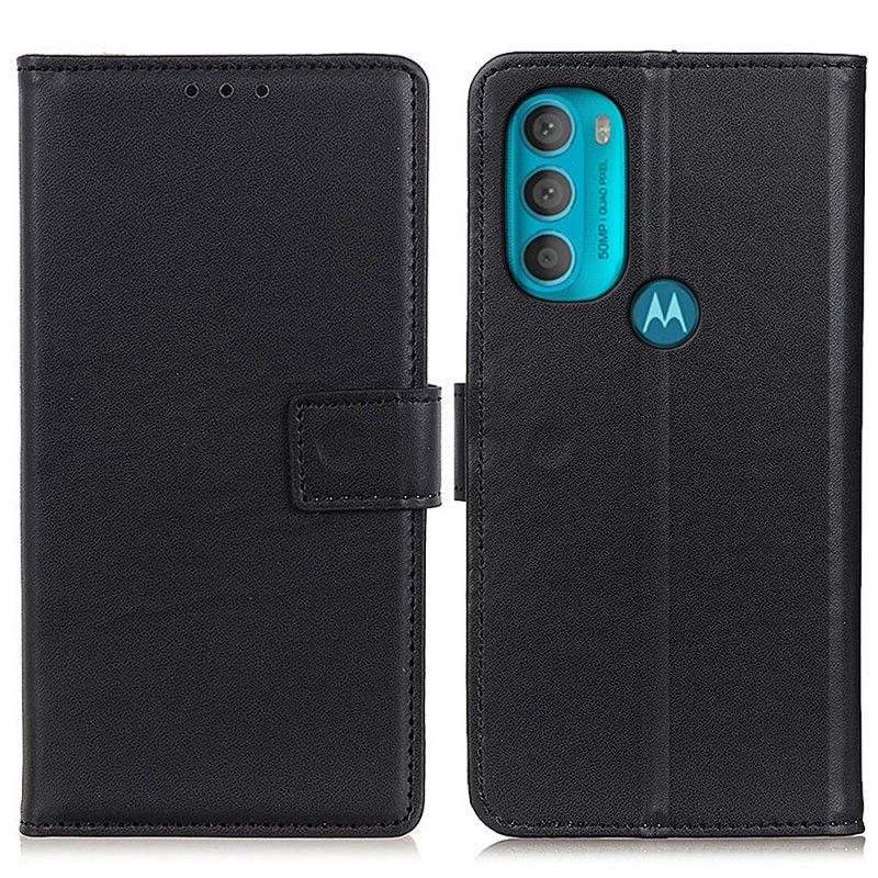 Lærdeksel Til Moto G71 5G Enkelt Kunstskinn