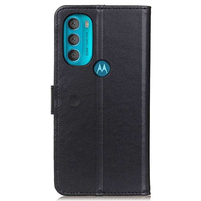 Lærdeksel Til Moto G71 5G Enkelt Kunstskinn