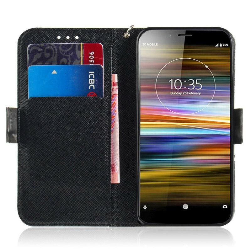 Folio Deksel Til Sony Xperia L3 Med Kjede Thong Safari Dyr