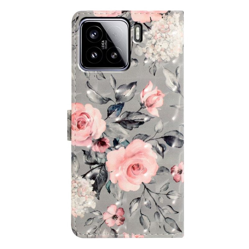 Folio Deksel Til Xiaomi 15 3d-blomster