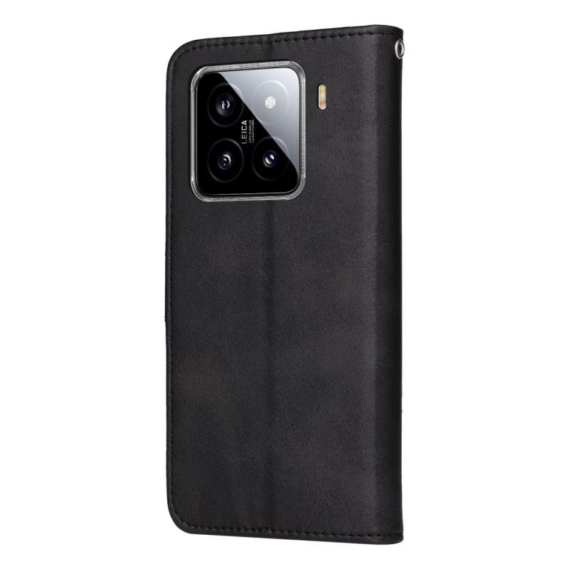 Folio Deksel Til Xiaomi 15 Ensfarget Lærrem