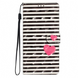 Folio Deksel Xiaomi 15 3d-striper Og Hjerter