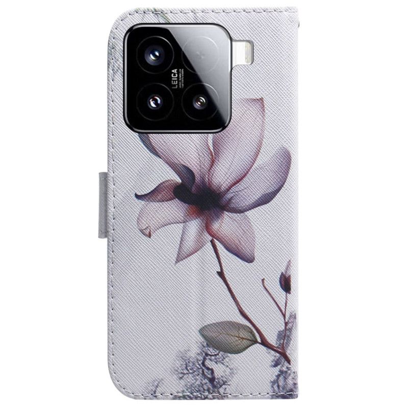 Folio Deksel Xiaomi 15 Rosa Blomst Beskyttelse Deksel