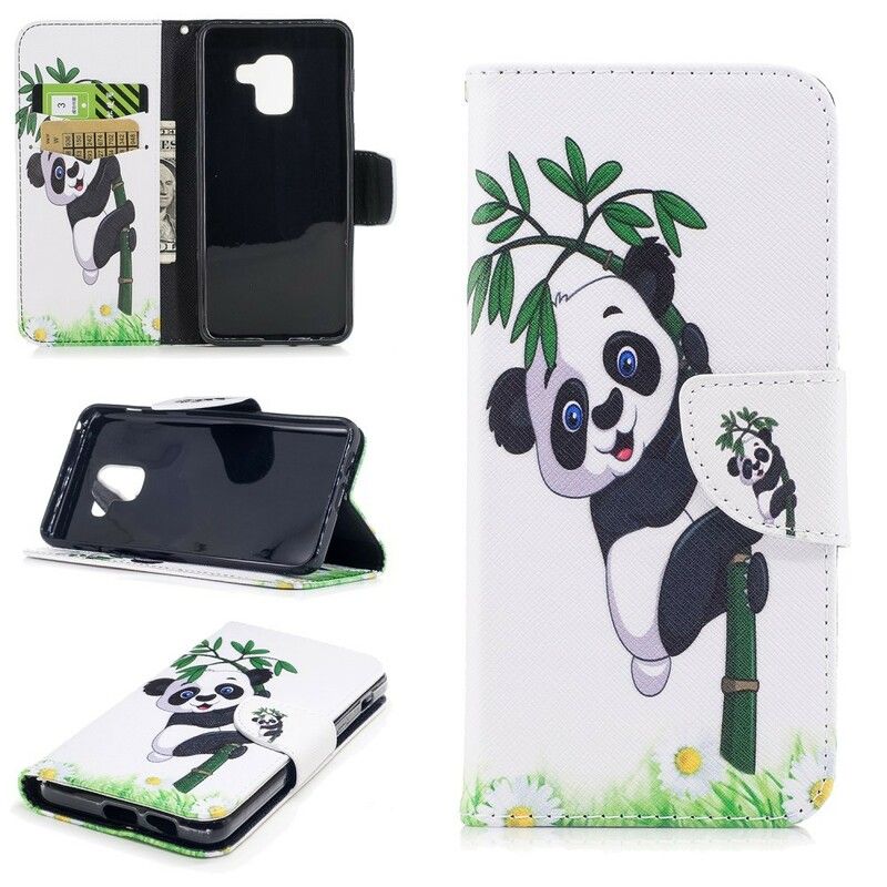 Folio Deksel Til Samsung Galaxy A8 2018 Panda På Bambus