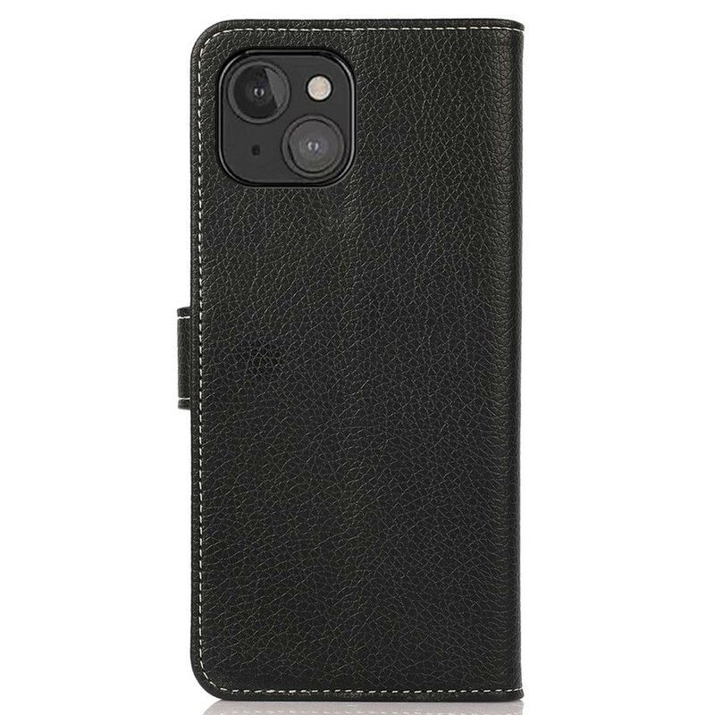 Folio Deksel Til iPhone 13 Mini Litchi Skinneffektsøm