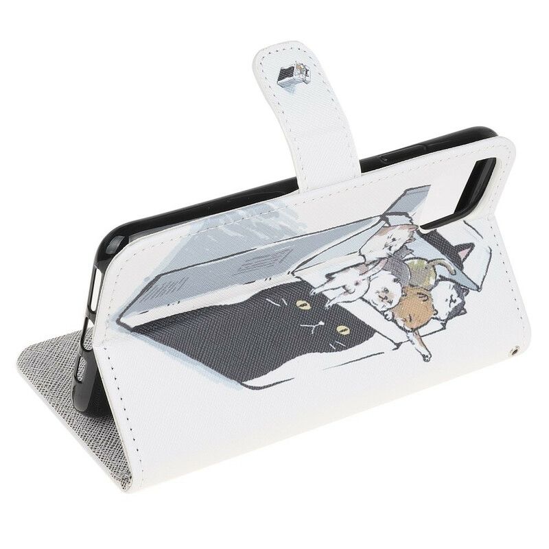 Folio Deksel Til iPhone 13 Mini Med Kjede Thong Cats Levering