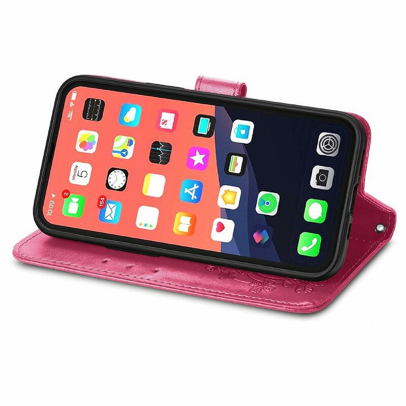 Folio Deksel Til iPhone 13 Mini Med Kjede Thong Sommerfugler Og Blomster