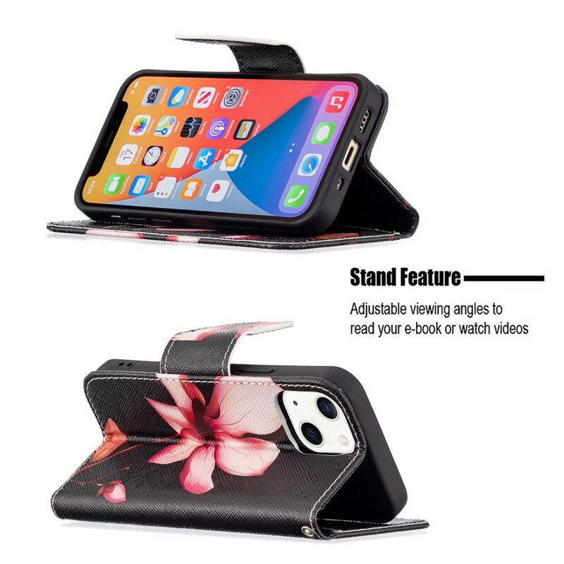 Folio Deksel Til iPhone 13 Mini Rosa Blomst