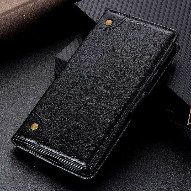Folio Deksel Til iPhone 13 Mini Vintage Nagler Nappa Skinnstil