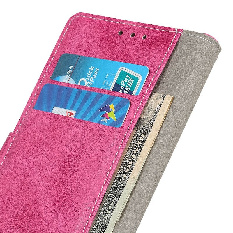 Folio Deksel Til iPhone 13 Mini Vintage Skinneffekt