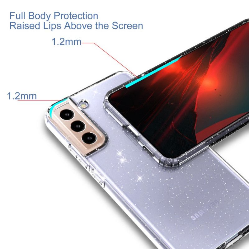 Deksel Til Samsung Galaxy S22 5G Transparent Glitterdesign