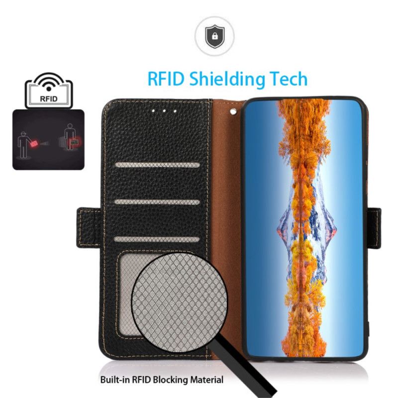 Folio Deksel Til Oppo Reno 8 Lite Beskyttelse Litchi Khazneh Skinn Rfid Beskyttelse