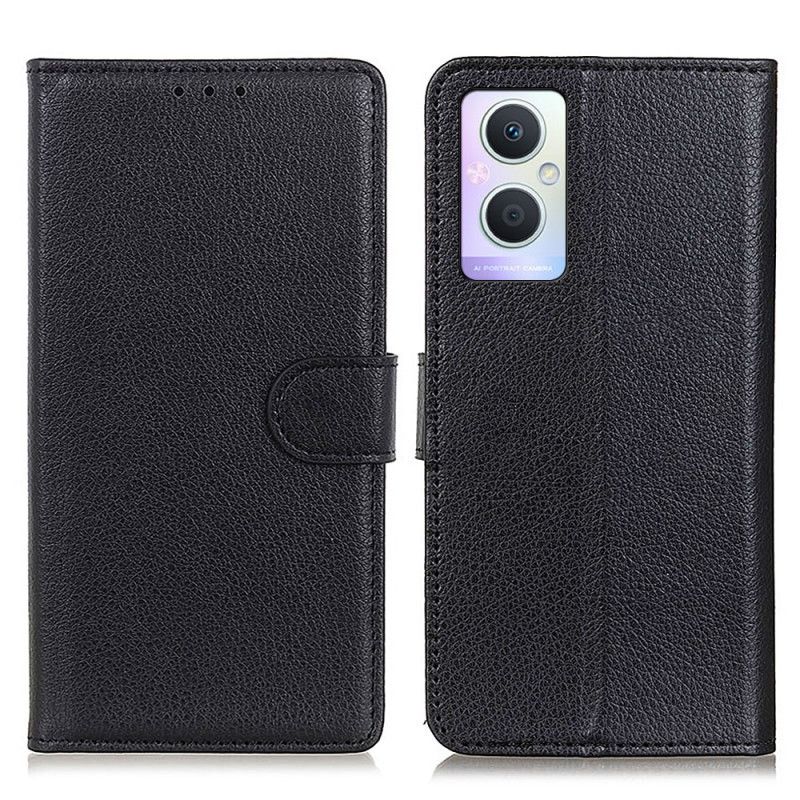 Folio Deksel Til Oppo Reno 8 Lite Tradisjonell Litchi-skinnstil