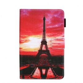 Folio Deksel Til Samsung Galaxy Tab A7 Lite Eiffeltårnet I Solnedgang