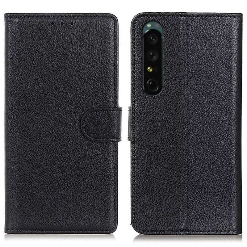 Lærdeksel Til Sony Xperia 1 IV Tradisjonelt Litchi Imitert Skinn