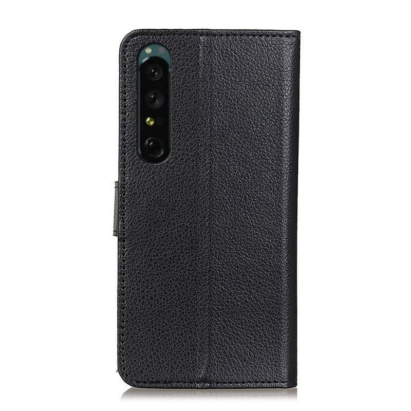 Lærdeksel Til Sony Xperia 1 IV Tradisjonelt Litchi Imitert Skinn