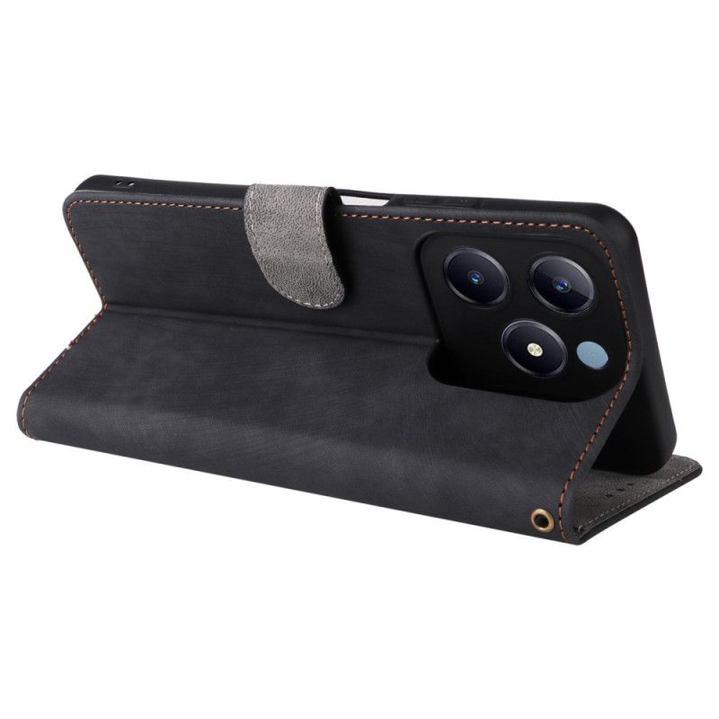 Folio Deksel Til Realme C61 Rfid-beskyttelse Semsket Skinneffekt Med Stropp