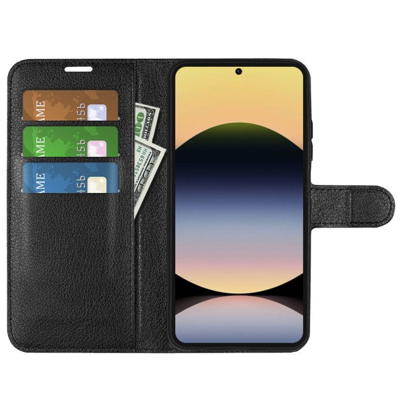 Folio Deksel Xiaomi Redmi Note 14s Klassisk Litchi-imitasjonsskinn