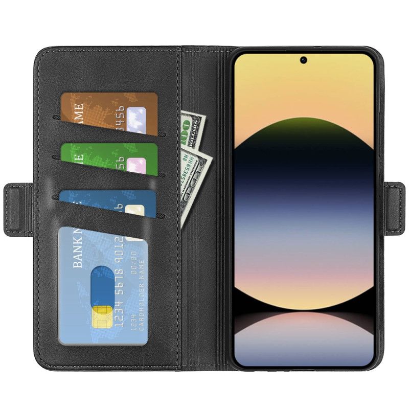 Lærdeksel Folio Deksel Xiaomi Redmi Note 14s Mobildeksel Dobbel Magnetlås