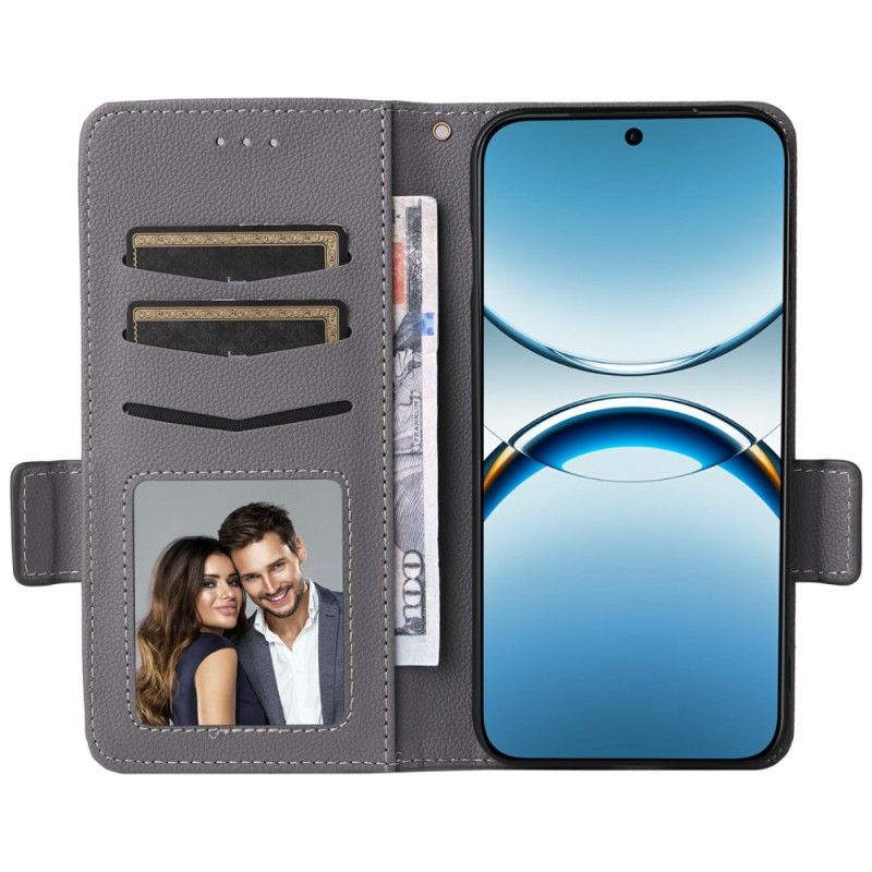 Lærdeksel Folio Deksel Oppo Find X8 Litchi-stropp I Kunstskinn