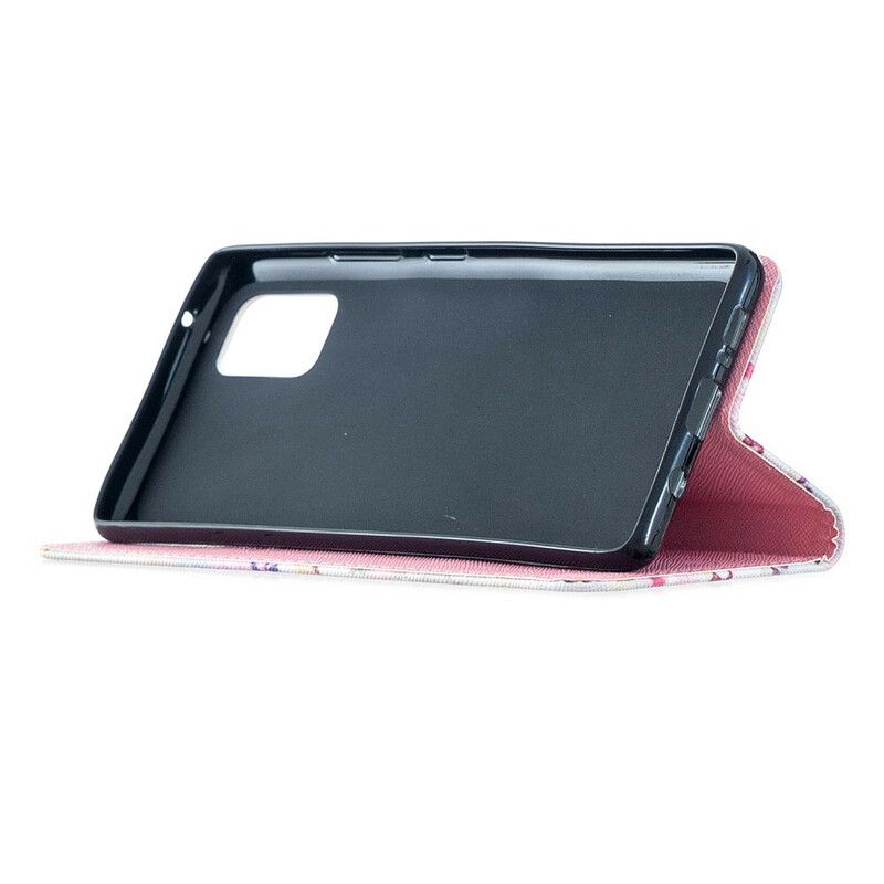 Folio Deksel Til Samsung Galaxy A51 5G Med Kjede Vintage Strappy Floralies