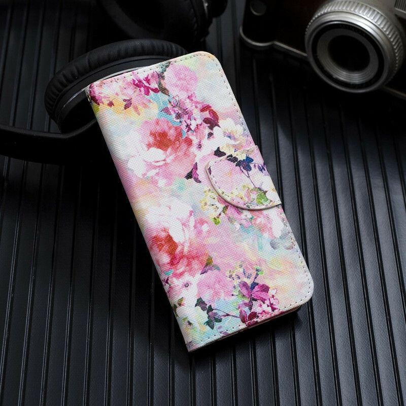 Folio Deksel Til Samsung Galaxy A51 5G Med Kjede Vintage Strappy Floralies