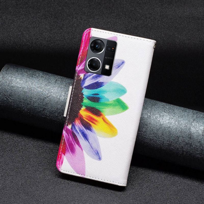 Folio Deksel Til Oppo Reno 7 Akvarellblomst