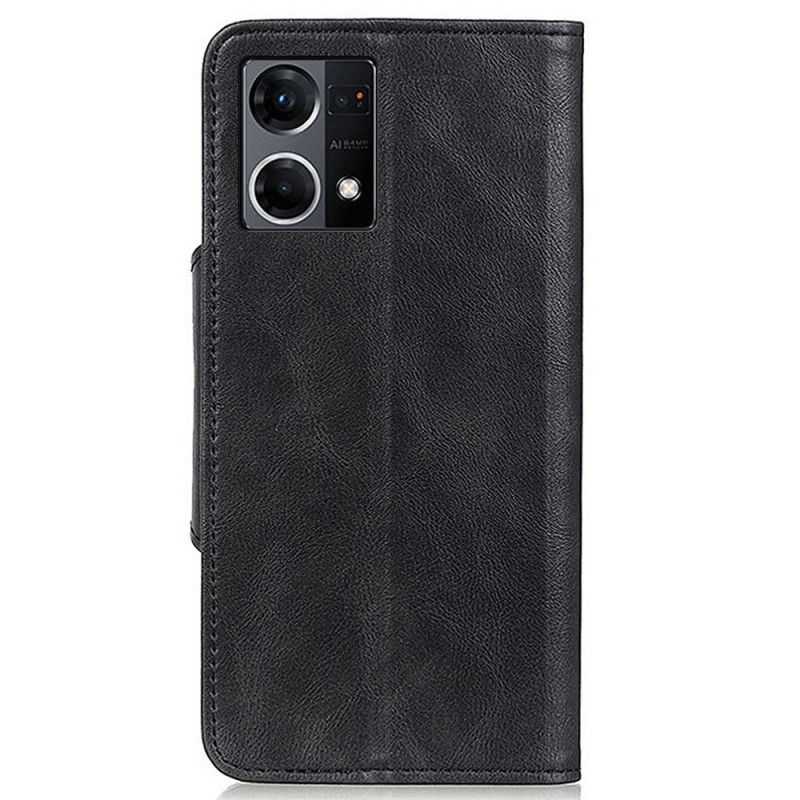 Lærdeksel Til Oppo Reno 7 Faux Skinnknapp
