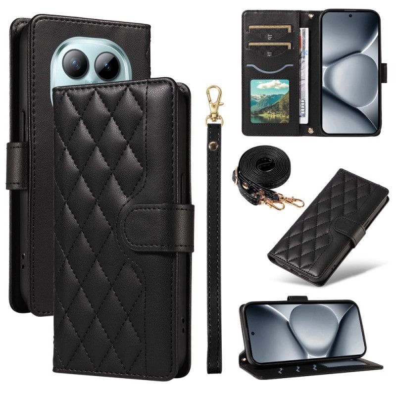 Folio Deksel Til Xiaomi Redmi Note 15 Pro Plus 5g Vattert Med Stropp Og Skulderstropp